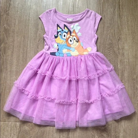 Disney Bluey & Bingo Purple Girls Casual Sparkle Dress Size 6 - Picture 1 of 10